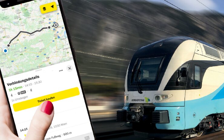 Ticket kaufen Am Handy-Display wird ein Button zum Ticket kaufen angezeigt.